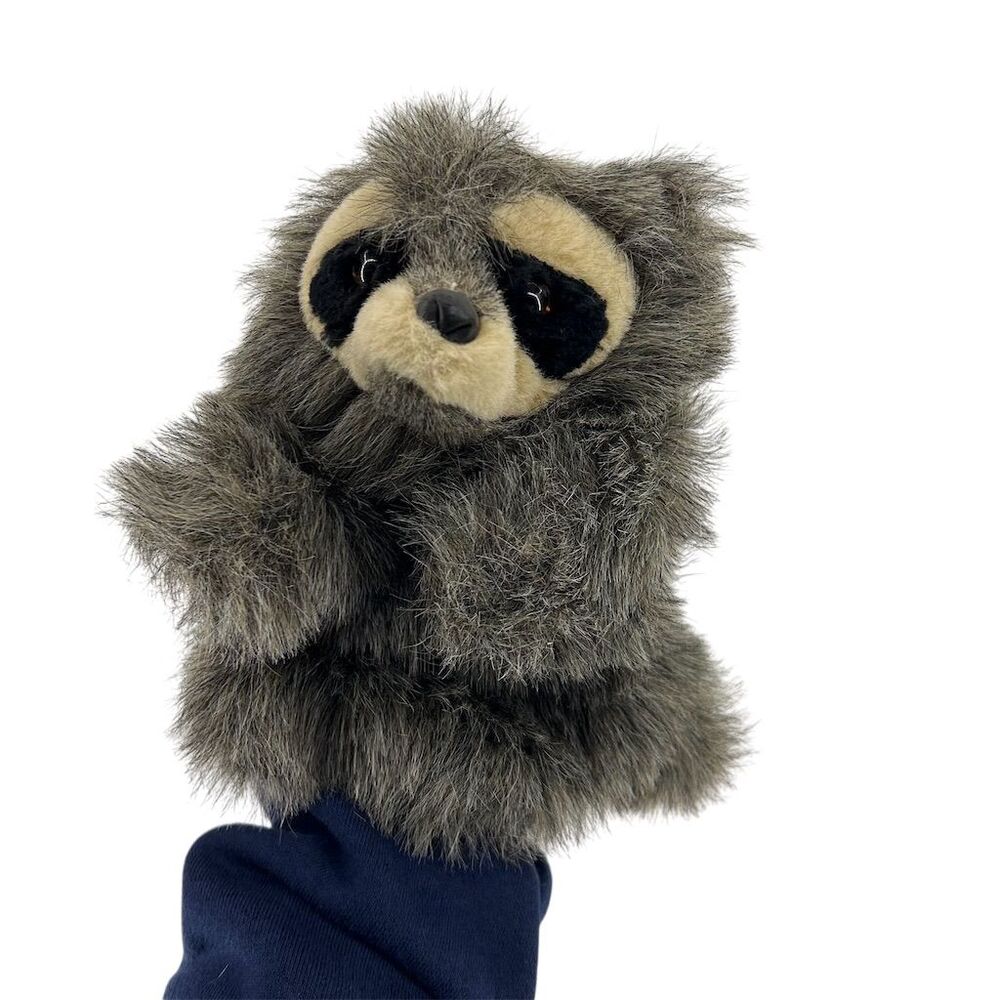 Folkmanis Baby Raccoon Hand Puppet Plush Toy Medium Gray Washable